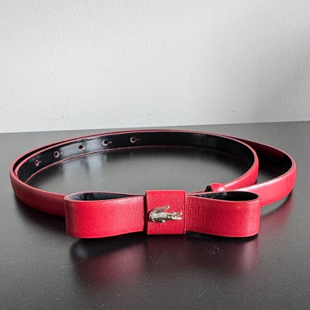 Lacoste Red Leather Bow Belt